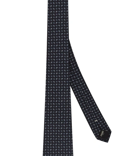 Shop Fendi Ff-paisley Silk Tie In Blue