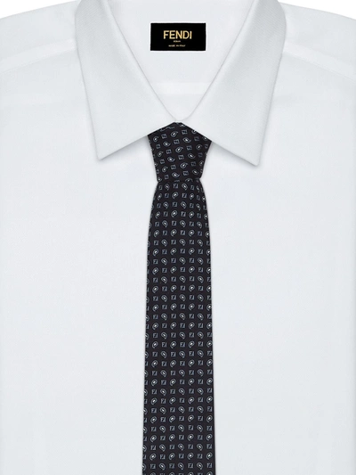 Shop Fendi Ff-paisley Silk Tie In Blue