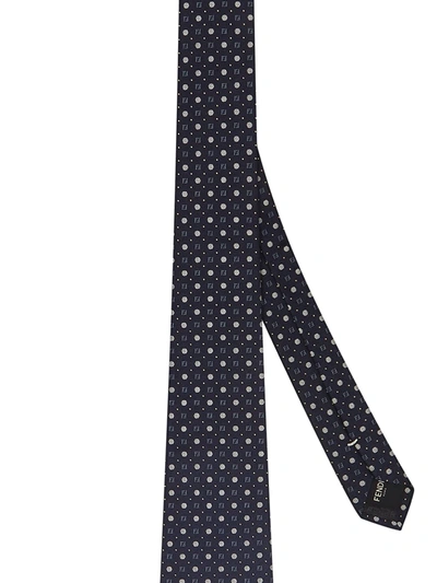 Shop Fendi Micro Logo-print Tie In Blue