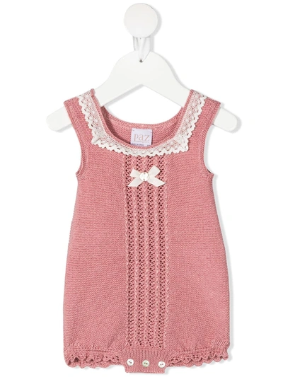 Shop Paz Rodriguez Lace-trim Knitted Body In Pink