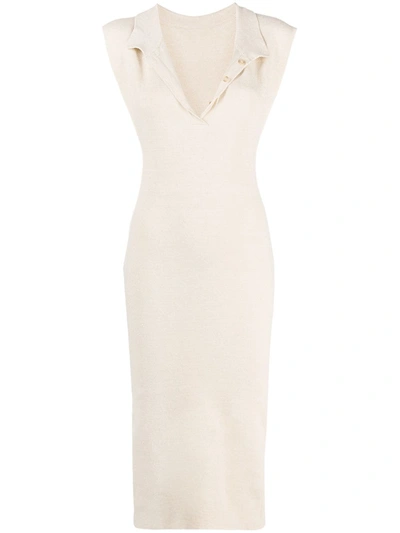 Shop Jacquemus V -neck Mid-length Dress In Neutrals