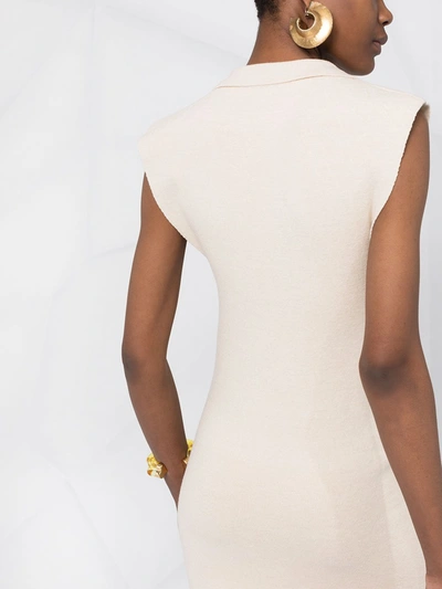 Shop Jacquemus V -neck Mid-length Dress In Neutrals