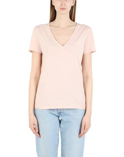 Shop Ninety Percent Classic Fit V Neck T Shirt Woman T-shirt Blush Size S Organic Cotton In Pink