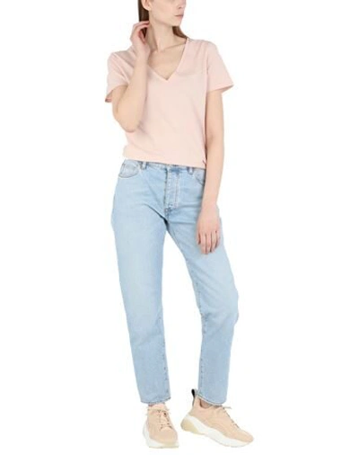 Shop Ninety Percent Classic Fit V Neck T Shirt Woman T-shirt Blush Size S Organic Cotton In Pink