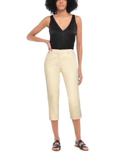 Shop Mauro Grifoni Grifoni Woman Cropped Pants Light Yellow Size 6 Cotton, Elastane