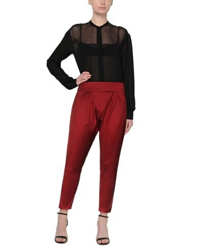 Shop Giorgio Armani Woman Pants Rust Size 8 Silk, Polyamide, Elastane In Red
