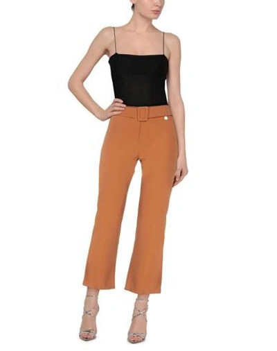 Shop Berna Woman Pants Tan Size 2 Polyester, Elastane In Brown