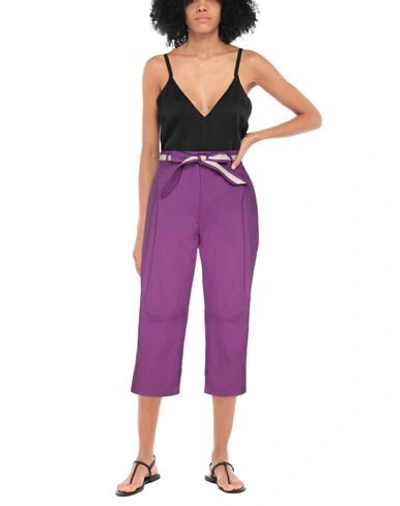 Manila Grace Cropped Pants In Purple