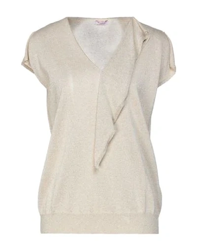 Shop Rossopuro Woman Sweater Beige Size S Viscose, Polyester, Metallic Fiber