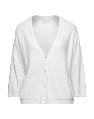 Shop Be You By Geraldine Alasio Woman Cardigan Ivory Size L Wool, Polyamide In White