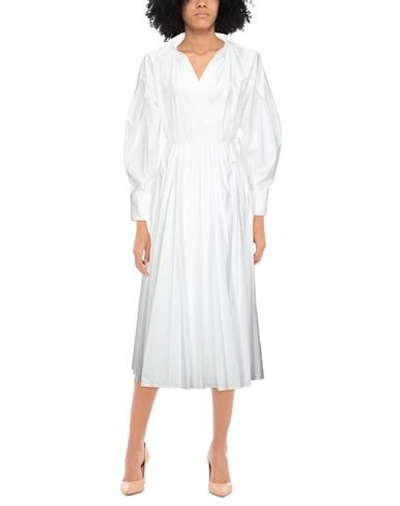 Shop Valentino Garavani Woman Midi Dress White Size 10 Cotton, Polyester