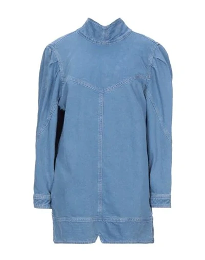 Shop Isabel Marant Woman Short Dress Blue Size 4 Cotton
