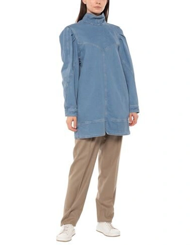 Shop Isabel Marant Woman Short Dress Blue Size 4 Cotton