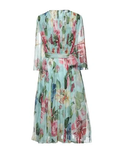 Dolce & Gabbana Crossed Chiffon Midi Dress With Floral Ombre Print In Light Green