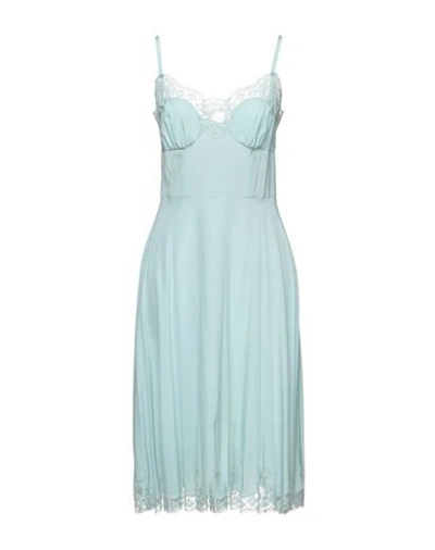 Dolce & Gabbana Crossed Chiffon Midi Dress With Floral Ombre Print In Light Green