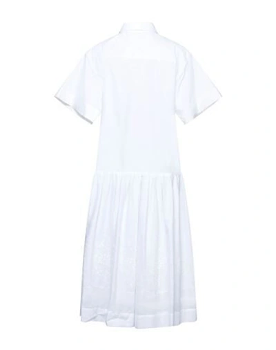 Shop Erika Cavallini Woman Midi Dress White Size 10 Cotton, Elastane, Polyester