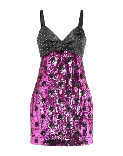Shop Dundas Woman Mini Dress Purple Size 10 Polyester, Lambskin, Silk
