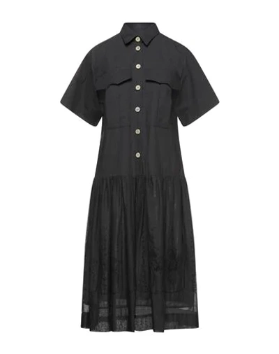Shop Erika Cavallini Woman Midi Dress Black Size 6 Cotton, Elastane, Polyester