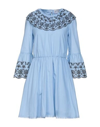 Shop Be Blumarine Woman Mini Dress Sky Blue Size 6 Cotton