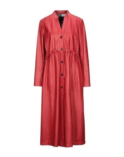 Shop Emporio Armani Woman Overcoat & Trench Coat Red Size 10 Soft Leather