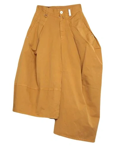 Shop High Woman Midi Skirt Ocher Size 8 Cotton, Elastane In Yellow