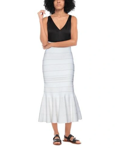 Shop Alexander Mcqueen Woman Midi Skirt White Size L Viscose, Polyester