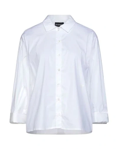 Shop Emporio Armani Woman Shirt White Size 12 Cotton, Polyamide, Elastane