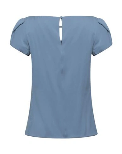 Shop Giorgio Armani Woman Top Slate Blue Size 6 Silk, Elastane