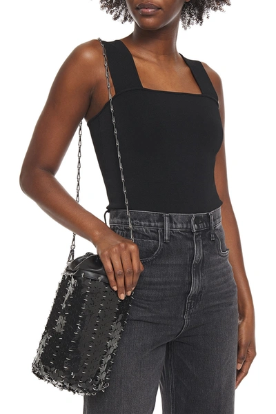 Shop Paco Rabanne Chainmail And Leather Bucket Bag In Black