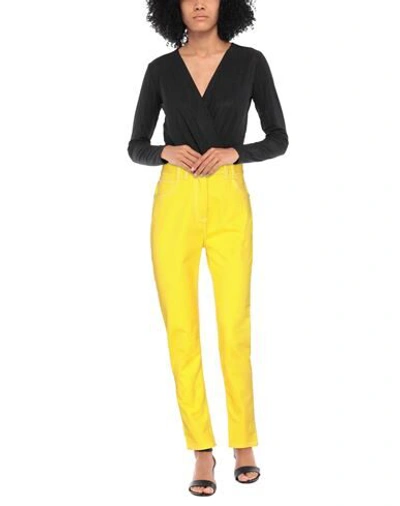 Shop Balmain Woman Jeans Yellow Size 4 Cotton, Elastane
