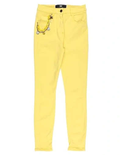 Shop Elisabetta Franchi Woman Jeans Yellow Size 26 Cotton, Elastomultiester, Elastane