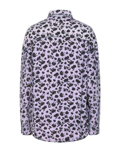 Shop Versace Denim Shirts In Light Purple