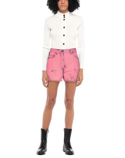 Shop Versace Denim Shorts In Coral