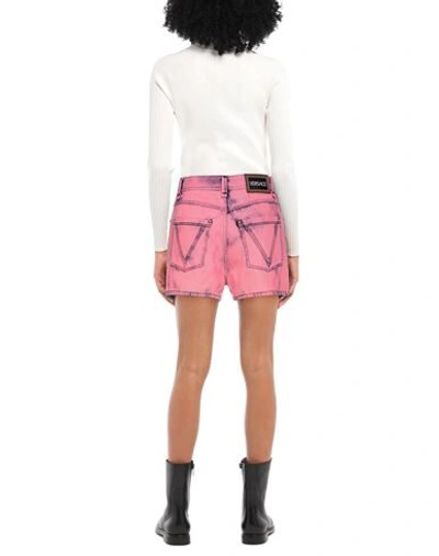 Shop Versace Denim Shorts In Coral