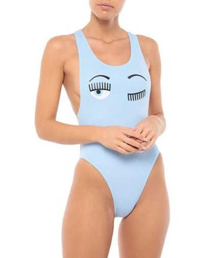 Shop Chiara Ferragni Woman One-piece Swimsuit Azure Size Xs Polyamide, Elastane In Blue