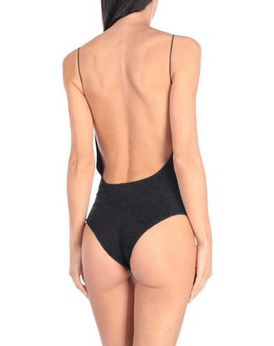 Oseree 'lumière Maillot' Blue Swimsuit With Open Back In Black