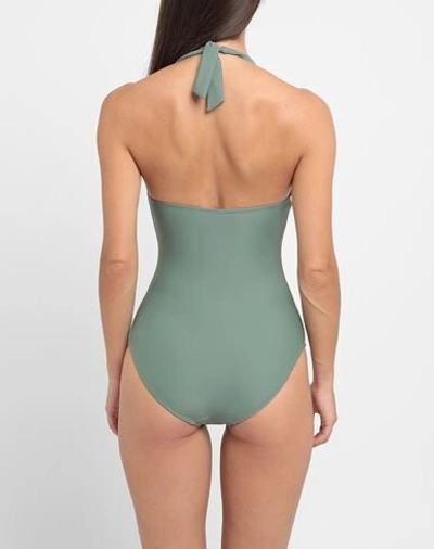 Shop 8 By Yoox Woman One-piece Swimsuit Military Green Size S Recycled Polyamide, Elastane