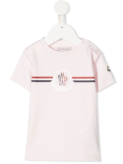 Shop Moncler Logo-print T-shirt In 粉色