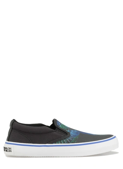 Shop Marcelo Burlon County Of Milan Wings Print Sneaker In Black Blue Neon