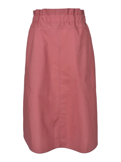 Shop Sofie D'hoore Shirred Waist Midi Skirt In Terracotta In Brown