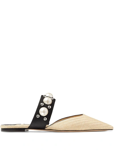 Shop Jimmy Choo Basette Flat Mules In Neutrals