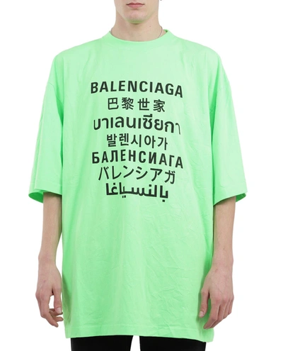 Shop Balenciaga Green Languages T-shirt In Verde/nero