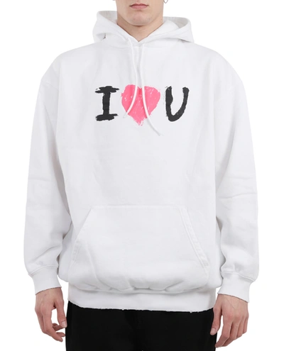 Shop Balenciaga White Ilu Hoodie In Bianco/nero