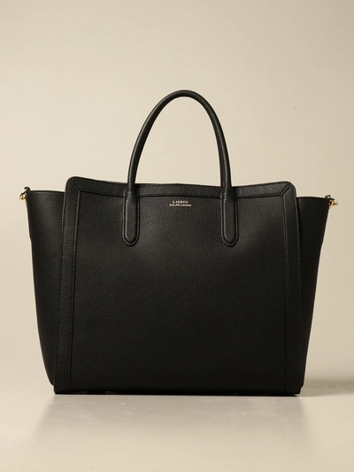 Shop Ralph Lauren Lauren  Tote Bags Lauren  Handbag In Grained Leather In Black