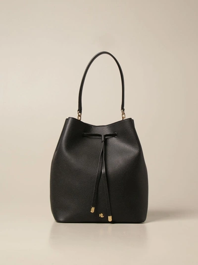 Shop Ralph Lauren Lauren  Handbag Lauren  Bucket Bag In Grained Leather In Black