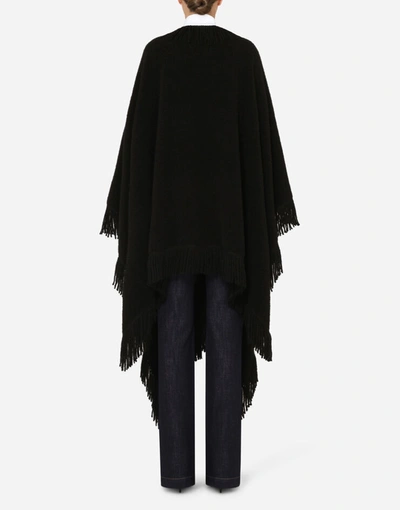 Shop Dolce & Gabbana Cape With Fringing In Black