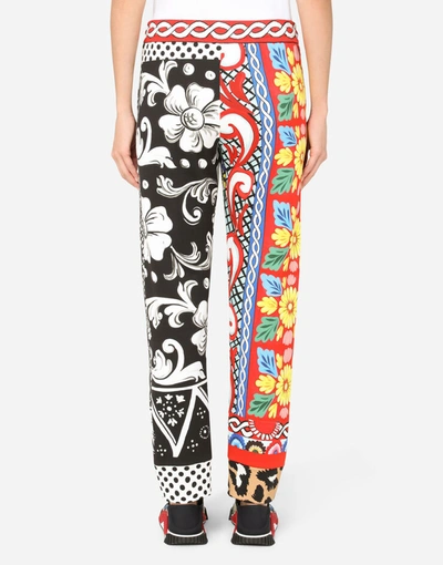 Shop Dolce & Gabbana Jersey Jogging Pants With Patchwork Print