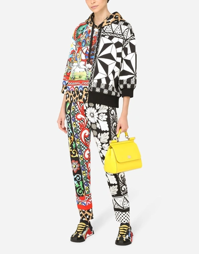 Shop Dolce & Gabbana Jersey Jogging Pants With Patchwork Print