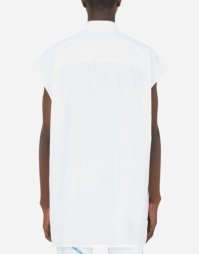 Shop Dolce & Gabbana Sleeveless Cotton Shirt In White