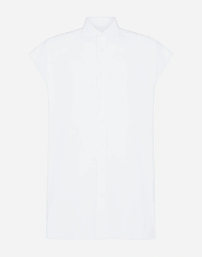 Shop Dolce & Gabbana Sleeveless Cotton Shirt In White